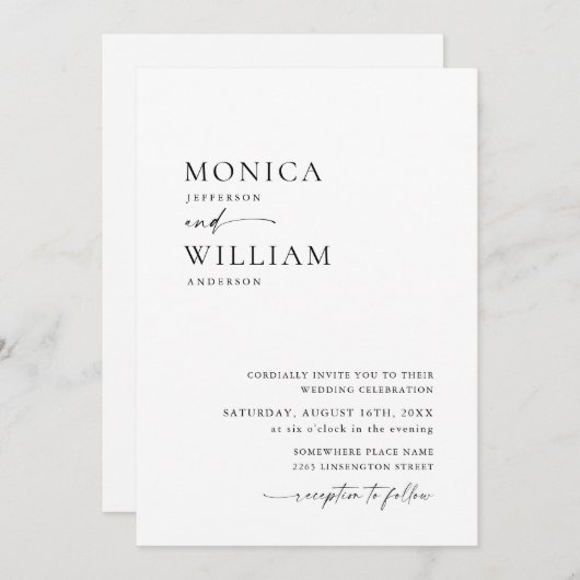 エレガントミニマル書結婚道 招待状 (正面/裏面)