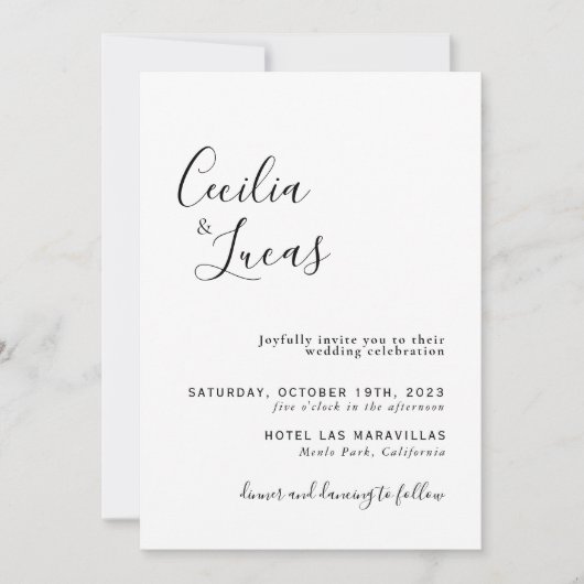 エレガントミニマル書結婚道 招待状 (正面)