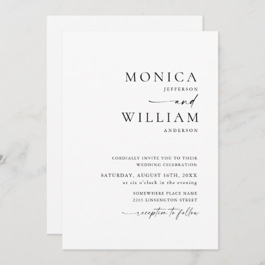 エレガントミニマル書結婚道 招待状 (正面/裏面)