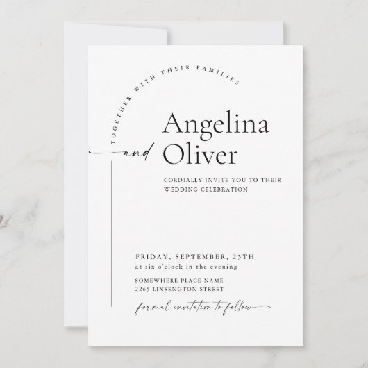 エレガントミニマル書結婚道 招待状 (正面)