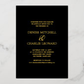 エレガントミニマル書道ブラックフォト結婚ズ 箔招待状 (正面)