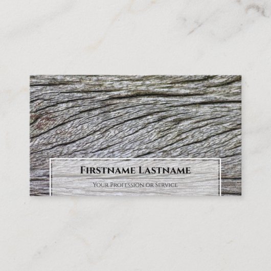 エレガントミニマル木目の白い枠 名刺 (正面)