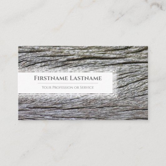 エレガントミニマル木目の白い枠 名刺 (正面)