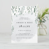 エレガントミニマル水色離れ落結婚 招待状 (スタンド正面)