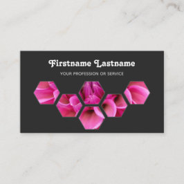 エレガントミニマル灰色の六角に咲く 名刺