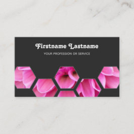 エレガントミニマル灰色の六角に咲く 名刺