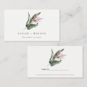 エレガントミニマル熱帯ピンクのフローラ結婚ズ プレイスカード (正面/裏面)