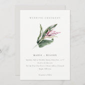 エレガントミニマル熱帯フローラ結婚 招待状 (正面/裏面)