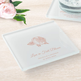 エレガントミニマル牡丹結婚の花 ガラスコースター