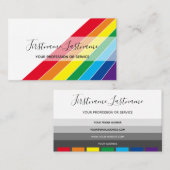 エレガントミニマル白い虹ストライプ色 名刺 (正面/裏面)