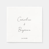 エレガントミニマル白ス結婚クリプトのカスタム スタンダードカクテルナプキン (正面)