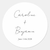 エレガントミニマル白ス結婚クリプトのカスタム ラウンドシール (正面)