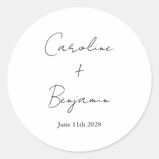 エレガントミニマル白ス結婚クリプトのカスタム ラウンドシール (正面)