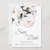 エレガントミニマル白フローラ結婚写真 セーブザデート (正面)