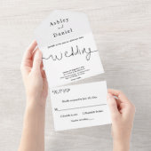 エレガントミニマル白モダン結婚の オールインワン招待状 (貼ってはがせる)