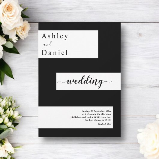 エレガントミニマル白モダン結婚の 招待状