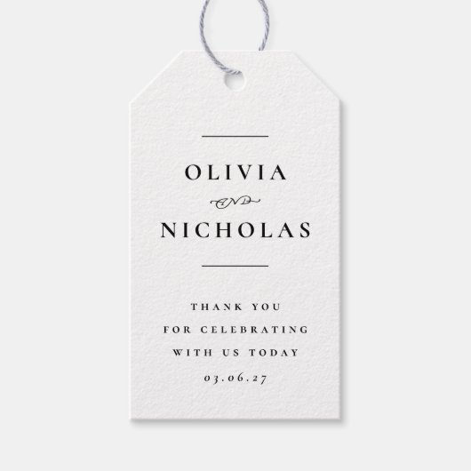エレガントミニマル白結婚の ギフトタグ (正面)