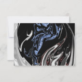 エレガントミニマル白黒ブルー抽象芸術結婚ズ 出欠カード (裏面)