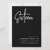 エレガントミニマル白黒写真Sweet 16 招待状 (正面)