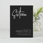 エレガントミニマル白黒写真Sweet 16 招待状 (スタンド正面)