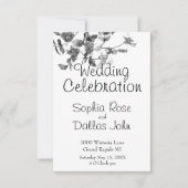 エレガントミニマル白黒野結婚花 招待状 (正面)