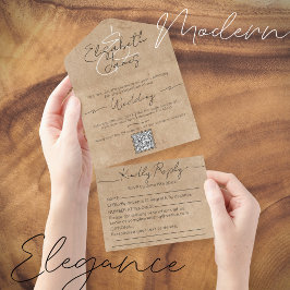 エレガントミニマル素朴ヴィンテージ結婚s オールインワン招待状