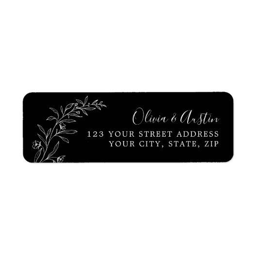 エレガントミニマル結婚ブラック差出人住所 ラベル (正面)