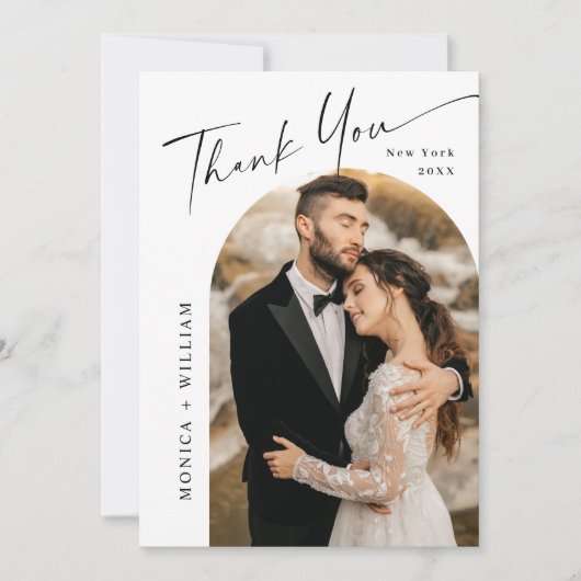 エレガントミニマル結婚リストの手書き サンキューカード (正面)