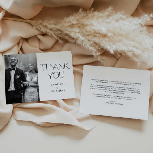 エレガントミニマル結婚写真サンキューカード サンキューカード