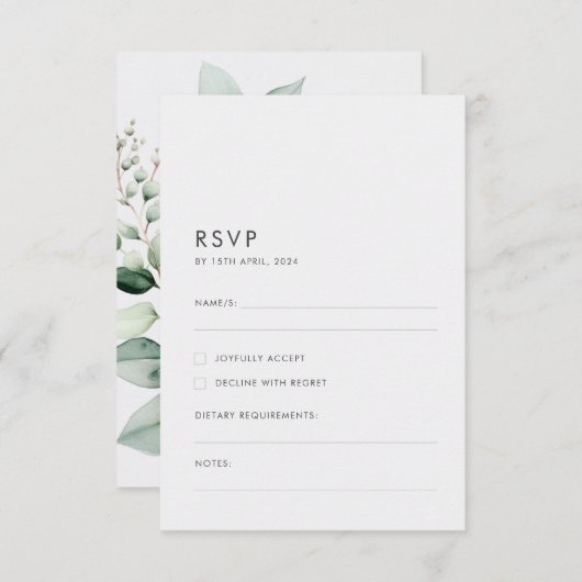 エレガントミニマル結婚病 出欠カード (正面/裏面)