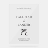 エレガントミニマル結婚Bow's Welcome アクリルサイン (正面)