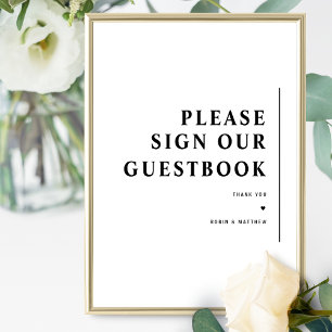 エレガントミニマル結婚Guest Book Sign ポスター