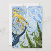 エレガントミニマル緑の黄色の抽象芸術結婚 招待状 (裏面)