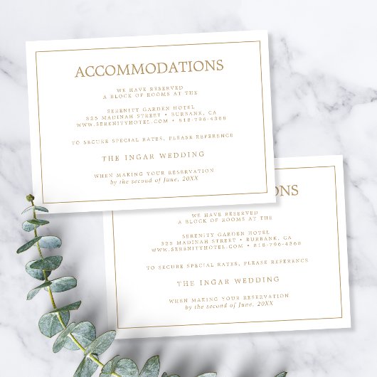 エレガントミニマル縁ど金ゴールド結婚の宿泊施設 エンクロージャーカード