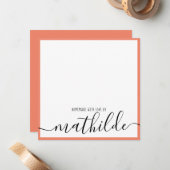 エレガントミニマル縁どCoral黒文字名 ノートカード (正面/裏面インサイチュ)