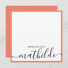 エレガントミニマル縁どCoral黒文字名 ノートカード