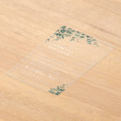 エレガントミニマル脚緑結婚草 アクリル招待状 (レイダウン)