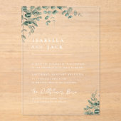 エレガントミニマル脚緑結婚草 アクリル招待状 (正面)