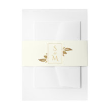 エレガントミニマル葉アイボリー白金ゴールド結婚ズ