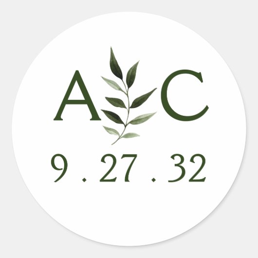 エレガントミニマル葉イニシャル ラウンドシール (正面)