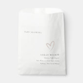 エレガントミニマル赤面ピンクハートベビーシャワー フェイバーバッグ (正面)