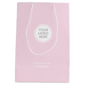 エレガントミニマル赤面ピンク企業のロゴ ミディアムペーパーバッグ (裏面)