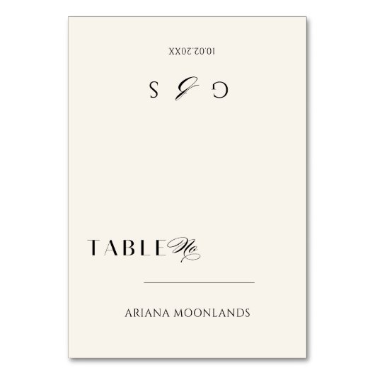 エレガントミニマル金の金は黒とクリ結婚ーム テーブルナンバー (正面)