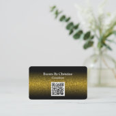 エレガントミニマル金ゴールドグリッターグラデーションQRコード 名刺 (スタンド正面)