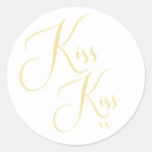 エレガントミニマル金ゴールドスクリプトフォントキスキスことわざ ラウンドシール (正面)