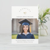 エレガントミニマル金ゴールドハート写真卒業ハット 案内状 (スタンド正面)