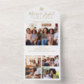 エレガントミニマル金ゴールド白い写真のコラージュ オールインワン招待状 (内側)