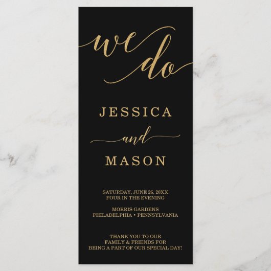 エレガントミニマル金ゴールド結婚式 プログラム (正面)