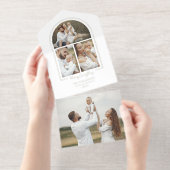 エレガントミニマル金ゴールド線アーチ3 – 写真 オールインワン招待状 (切り取り部)