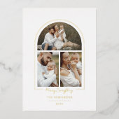 エレガントミニマル金ゴールド線アーチ3 – 写真 箔シーズンカード (正面)